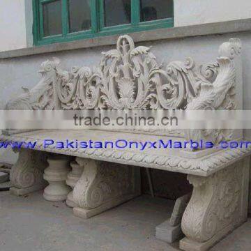 Handcarving marble bench