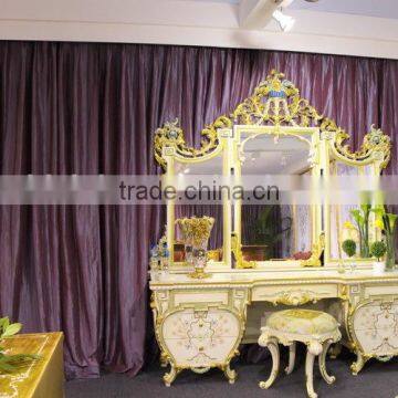 Classical European Flower Hand Painting Designed Dressing Table Mirror and Chair Set photo-5