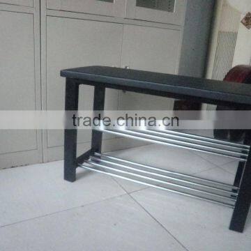 Leather Microfiber Black Frame Shoe Rack Bench photo-3