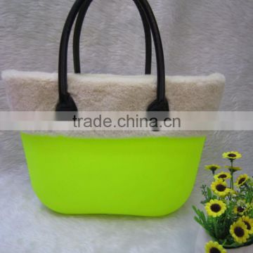 Beach Wholesale Silicone Tote Bag with PU Handle