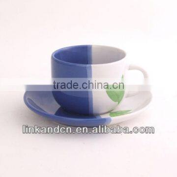 hot sale!!! 150ml lovely talll ceramic milk with saucer