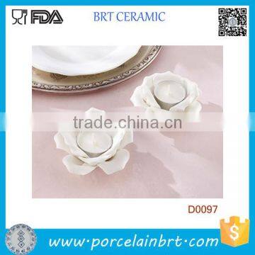 White Rose Bridal Ceramic Candle Holder Wedding Favor photo-2