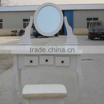 French style K/D Wooden White Dressing table with folower/Mirror and stool