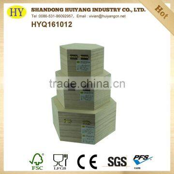 Unfinished Hexagon Wooden Packaging Box Wholesale photo-2