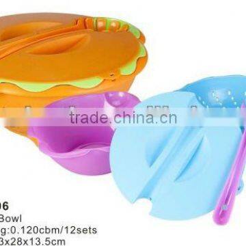 Plastic Round Salad Bowl with lid with Spoon,plastic salad maker,salad bowl