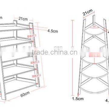 5 Tier Corner Display Wood Leaning Shelf Storage Rack Colorful Shelving Rack Home Furniture Corner Shelf photo-6