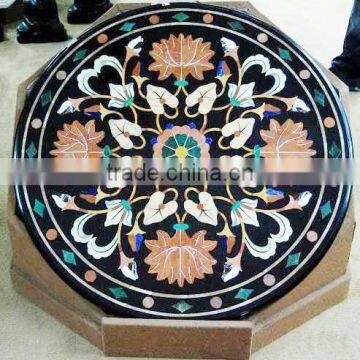 Decorative Marble Flower Inlay Table Top India Handcrafted