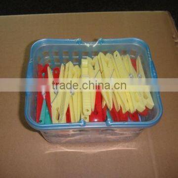 Plastic Colourful Clothes Hangers Plastic Clothespin/clothes Peg/clothes Clip With a Basket photo-4