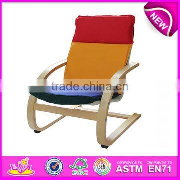 Colorful and cheap wooden relax chair,comfortable and stable wooden chair toy,wooden relax chair toy W08F039