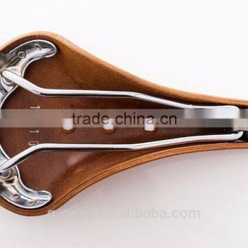 High Quality Cow Leather Bicycle Bike Saddle photo-4