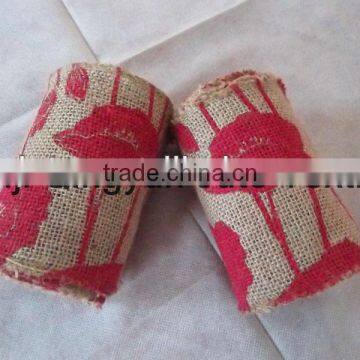 jute printed burlap rolls 5'' wide 10 yards long for Christmas and party