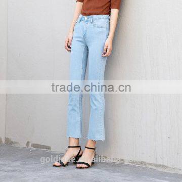 2017 New Fashion Flared Style Denim Jean Trousers For Girls photo-5