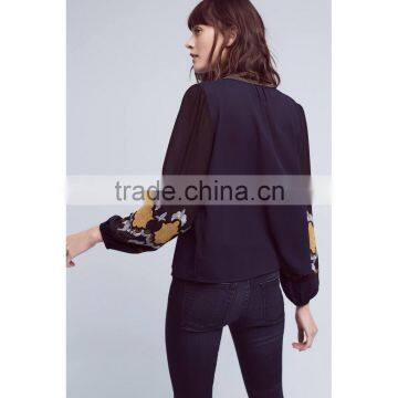 Women Clothing Factory Long Sleeve Embroidery Top Fancy Saree Blouse Designs photo-4