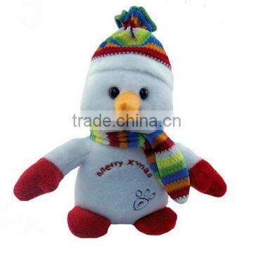 Plush baby christmas toys singing musical snowman with hat christmas snowman