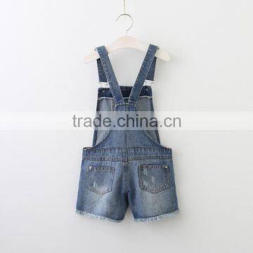 2017 Wholesale Ripped Jeans Little Girls Summer Denim Straps Shorts With Fringe photo-2