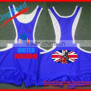 Kroad cheap infant/kids wrestling singlets for sale, low moq, digital sublimation printing training singlets