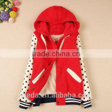 Girls fashion design printed thicken zipper sweatshirts