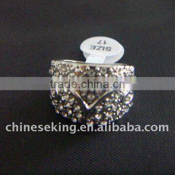 fashion rinestone paved finger rings on sale, 0.7US$ per piece only