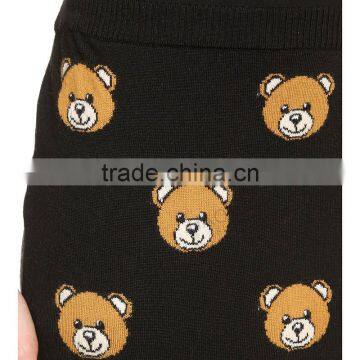 MGOO 2016 New Arrival Women Winter Slinky Skirts Bears Block Print Knitted Women Knee Length Skirts 15144M537 photo-2