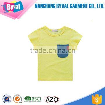 Wholesale Kids Summer Right Side Pocket Blank Cotton T-shirt photo-4