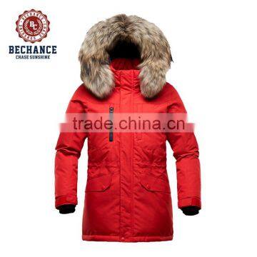 Red Outdoor Down Jacket for Winters With Fur