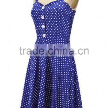 Walson C89149A Lady Rockabilly Halter Dress Whloesale Ladies Vintage Style Polka Dot Halter Neck Rockabilly Dress photo-2