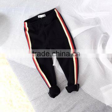 Latest Style Solid Color Lined Cotton Children Autumn Leggings photo-2