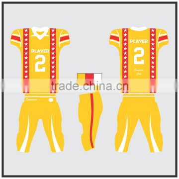 Latest Yellow Star Red Stripes American Football Uniform for Youth and men / Any