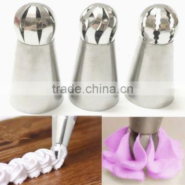 3PCS/LOT Stainless Steel Icing Piping Tips Nozzle Sphere Shape Russian Lcing Piping Nozzles Pastry Tips Decoration