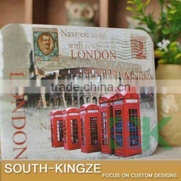 London Colorful Printing Post Card Storage Square Cubid Shape Iron Box photo-2
