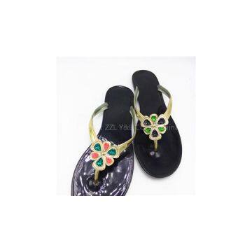 Flower Decorate Elegant Fancy Lady Flat Slipper Nice Lady Flip Flops