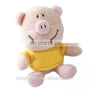 OEM Pink And Beige Colors Stuffed Plush Pig Toy Keychain