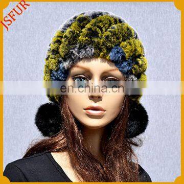 2016 New Winter Rabbit Fur Bobble Pom Wholesale Fur Hat