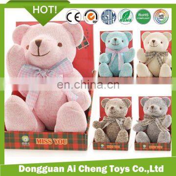 100% cotton knit plush toy bear /knit teddy bear toy