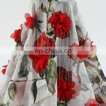 2017 Print Fabric Polyester Textile Rose Flower 3D Lace Fabric photo-2