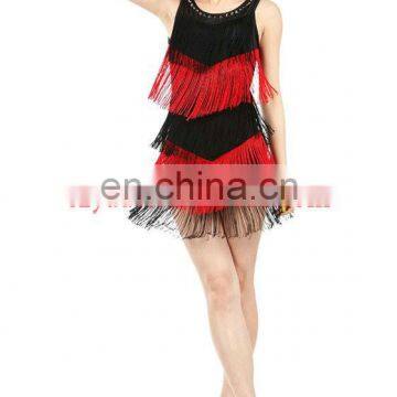 Professional milk silk tassel women latin dance dress for sale L-7017#