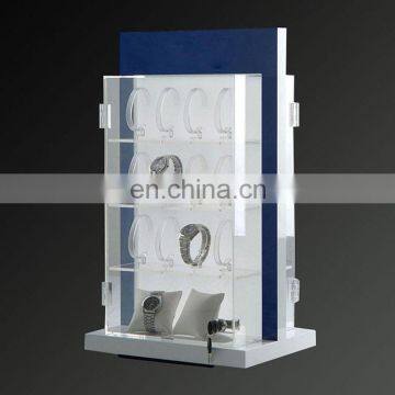 Rotating lockable acrylic watch display cabinet with double sides