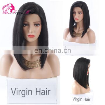 Hot Selling Good Feedback lace front wig Straight asymmetrical bob Wig 100% Human Hair Virgin Brazilian Lace front Wig