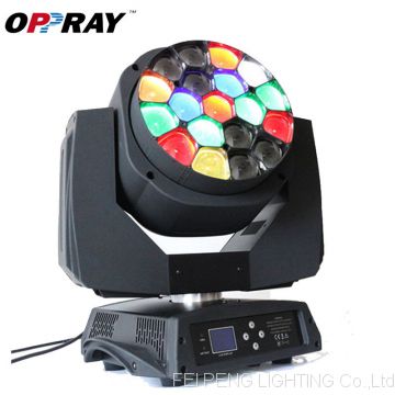 19PCS 15W 4in1 RGBW DMX Bee Eye Zoom LED Beam Wash Moving Head Light