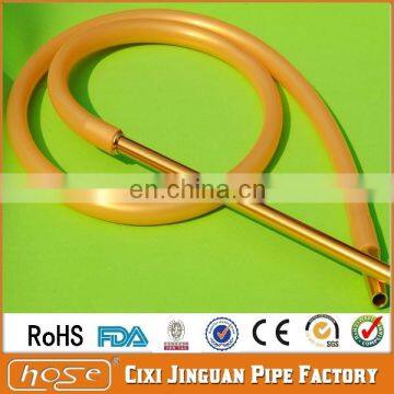 12x18mm Food Grade Golden Smooth Shisha Silicone Hose Hookah Smoking Hose Silicone Hose Hookah Hose Pipe With Aluminum Connector