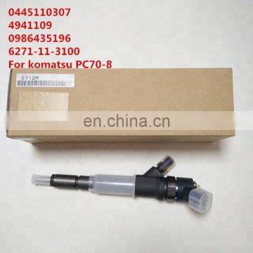 COMMON RAIL FUEL injector 0445110307 for komatsu PC70-8 6271-11-3100