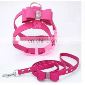 Diamond Embedded Butterfly Knot Adjustable Pet Collar Leather Leash Training Dog Pulling Rope Pet Neck Chain Pet Supplies photo-2