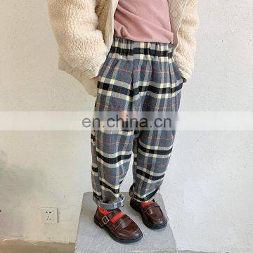 Children's clothing 2020 autumn and winter new Korean version of the composite plaid trousers for boys and girls children's carr