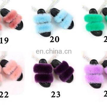 New Women's Fur Slippers Ladies Home Fake Fox Fur Flip Flops Slides Sandals Female Cute Fluffy photo-6