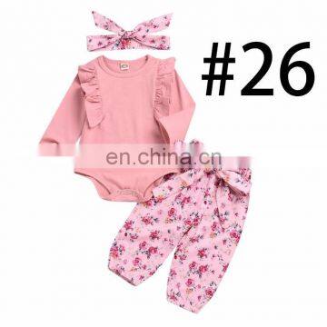 "love Bug" 2019 Floral Print Baby White Rompers & Pants 2pcs Set photo-3