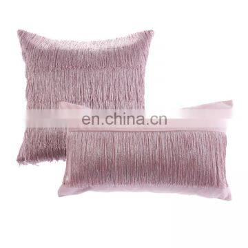 Solid Decorative Velvet Throw Pillow Cushion Cover With Long Fringe photo-3