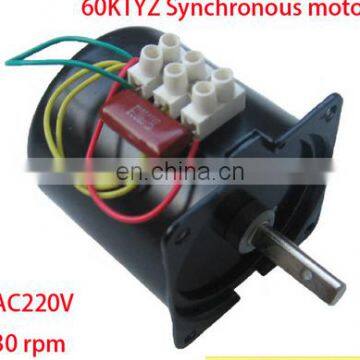 60mm diameter Reversible all metal gear 220v/14w/30rpm AC synchronous motor gearbox motor