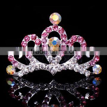 2015 new model FZZ037 bridal wedding hair tiara crown wholesale full colorful diamond