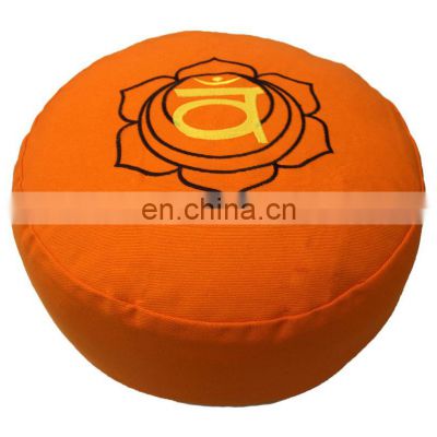 Chakra embroidery Cotton filled yoga massage cushion Zafu meditation cushion Indian supplier