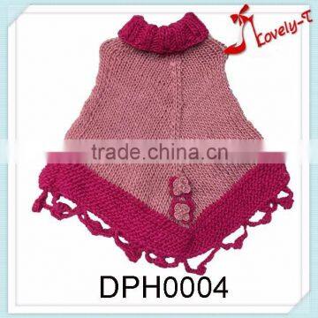 Fashion Girls Knitted Crochet Knitting Poncho Sweater With Collar
